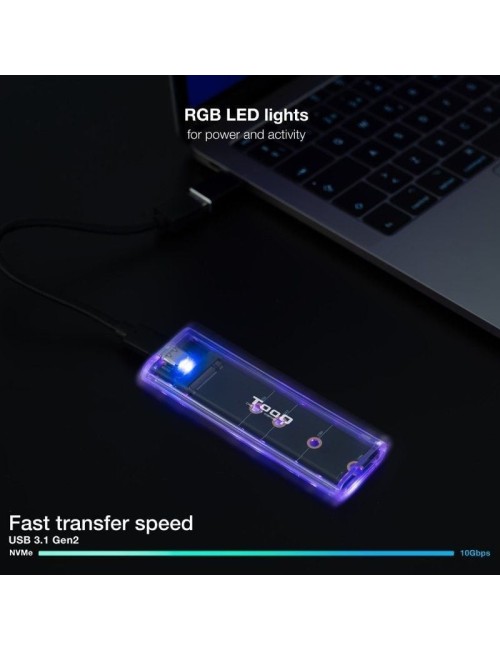 Caja Externa para Disco SSD M.2 NVMe TooQ TQE-2200/ USB 3.1 Gen2/ Sin tornillos