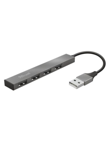 Hub USB 2.0 Trust Halyx/ 4xUSB/ Gris