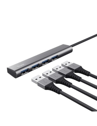 Hub USB Tipo-C Trust Halyx/ 4xUSB/ Gris