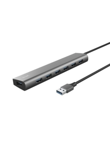Hub USB 3.2 Gen1 Trust Halyx/ 7xUSB/ 1xUSB-C/ Gris