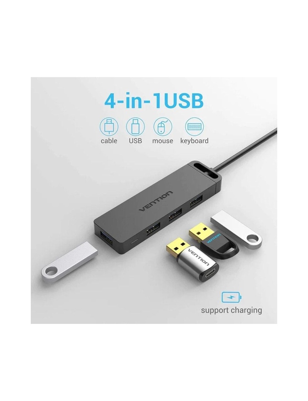 Hub USB 3.0 Vention CHLBD/ 4xUSB/ MicroUSB PD