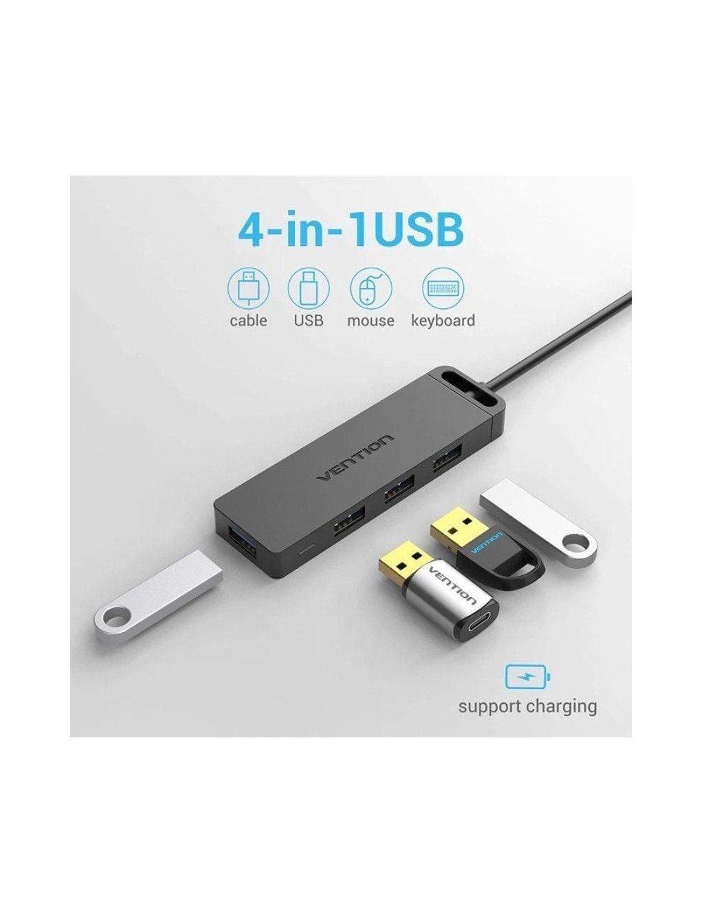 Hub USB 3.0 Vention CHLBF/ 4xUSB/ MicroUSB PD