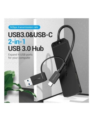 Hub USB 3.0 y Tipo-C Vention CHTBB/ 4xUSB/ USB Tipo-C PD