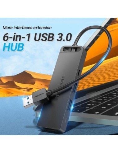 Hub USB 3.0 Vention CHVBB/ 3xUSB/ 1xMicroUSB PD/ 1xLector Tarjetas