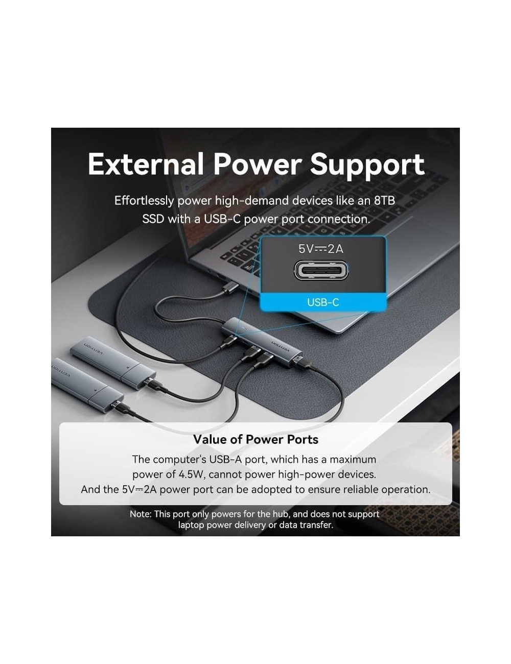 Hub USB 3.0 Vention TGXHB/ 1xUSB Tipo-C/ 3xUSB/ 1xUSB Tipo-C PD/ Gris