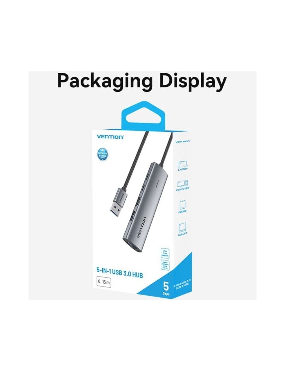 Hub USB 3.0 Vention TGXHB/ 1xUSB Tipo-C/ 3xUSB/ 1xUSB Tipo-C PD/ Gris