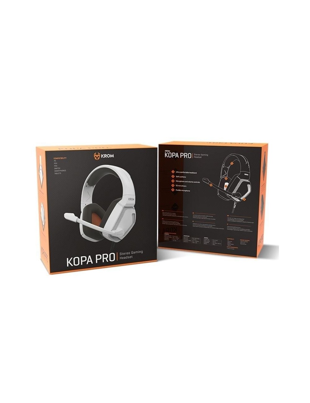 Auriculares Gaming con Micrófono Krom Kopa Pro/ Jack 3.5/ Blancos