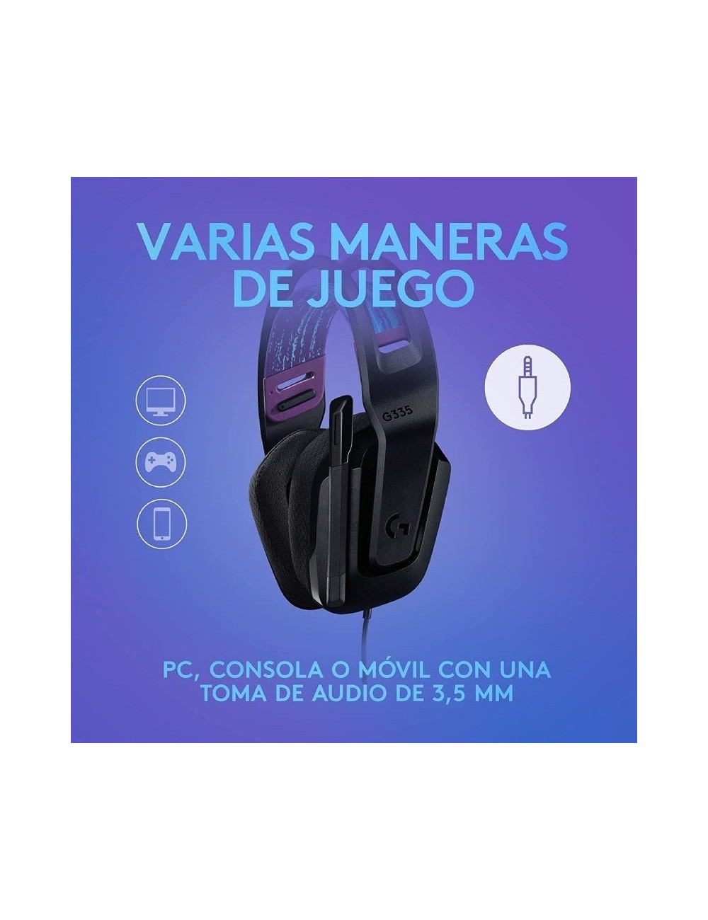 Auriculares Gaming con Micrófono Logitech G335/ Jack 3.5/ Negros