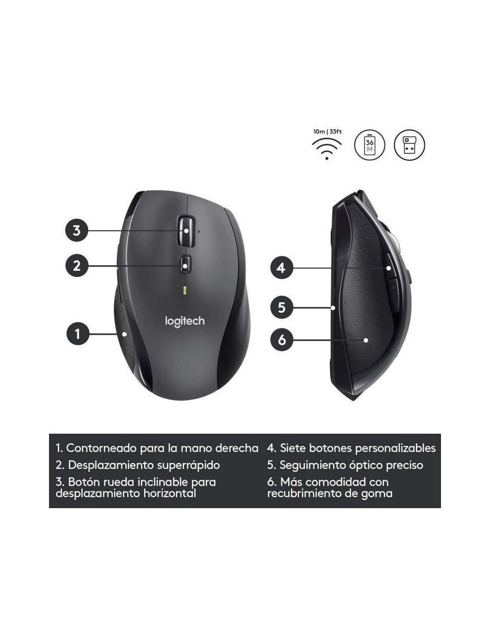 Ratón Inalámbrico Logitech Marathon M705/ Hasta 1000 DPI