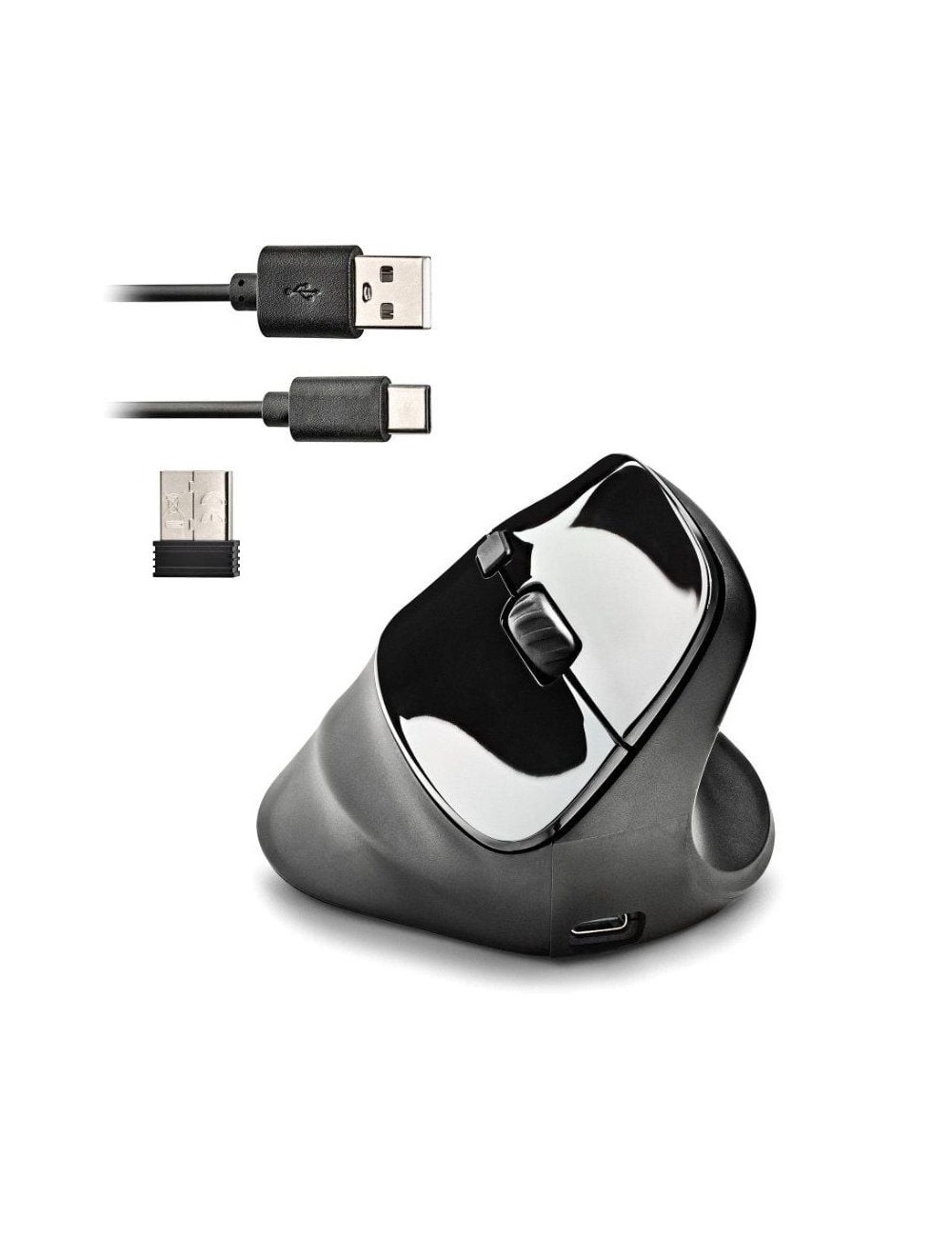 Ratón Vertical Inalámbrico NGS EVO Moksha/ Batería recargable/ Hasta 2400 DPI