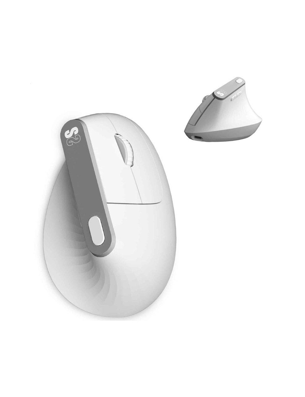 Ratón Vertical Inalámbrico Subblim Nature Vertical Ergo Dual Battery/ Batería Recargable/ Hasta 4000 DPI/ Blanco