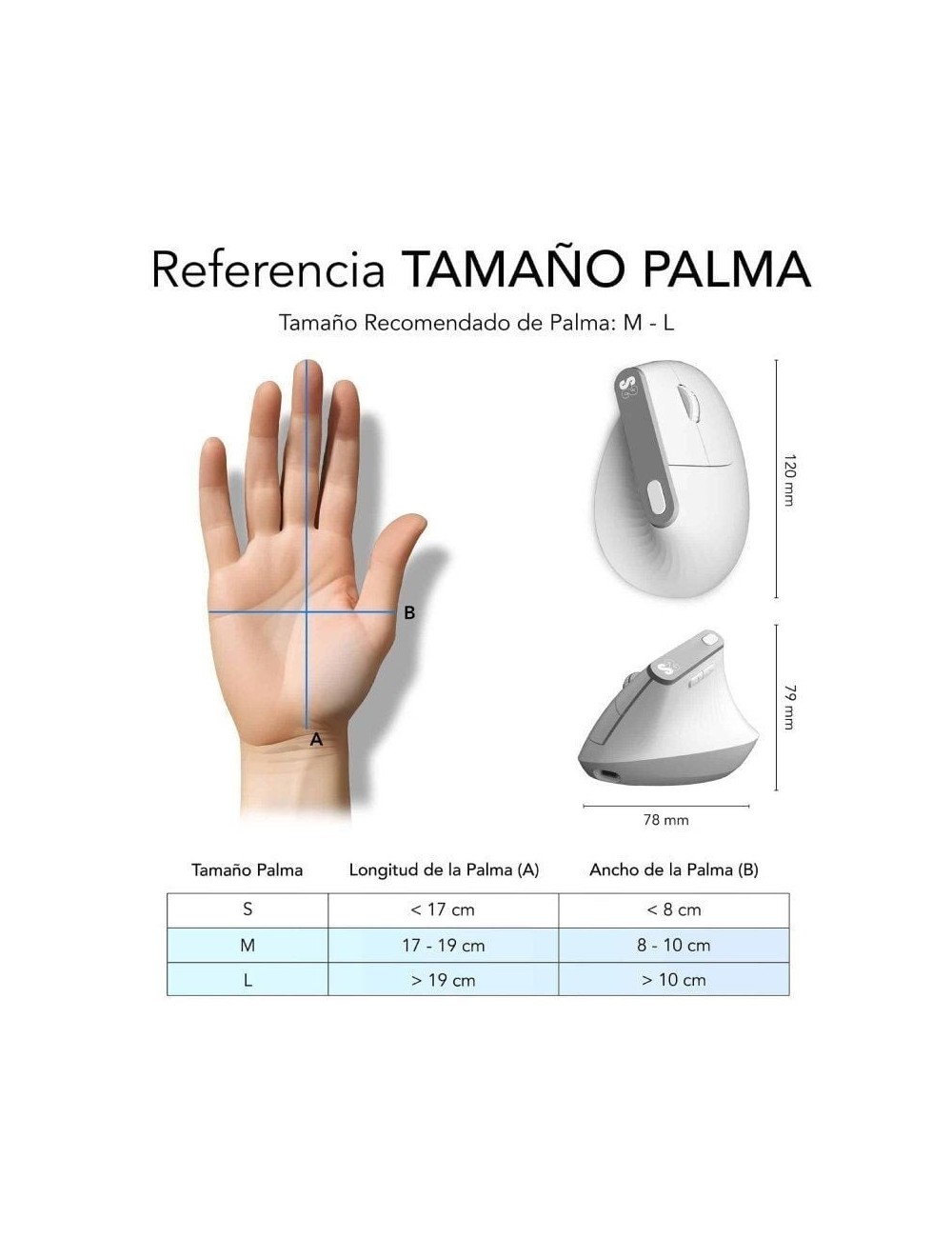 Ratón Vertical Inalámbrico Subblim Nature Vertical Ergo Dual Battery/ Batería Recargable/ Hasta 4000 DPI/ Blanco