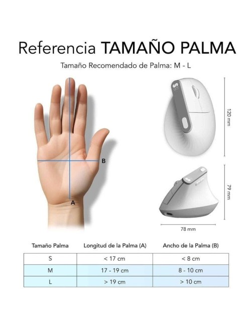 Ratón Vertical Inalámbrico Subblim Nature Vertical Ergo Dual Battery/ Batería Recargable/ Hasta 4000 DPI/ Blanco