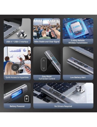 Presentador Inalámbrico Vention KQIH0/ 2.4GHz/ Gris