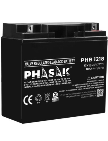 Batería Phasak PHB 1218 compatible con SAI/UPS PHASAK según especificaciones