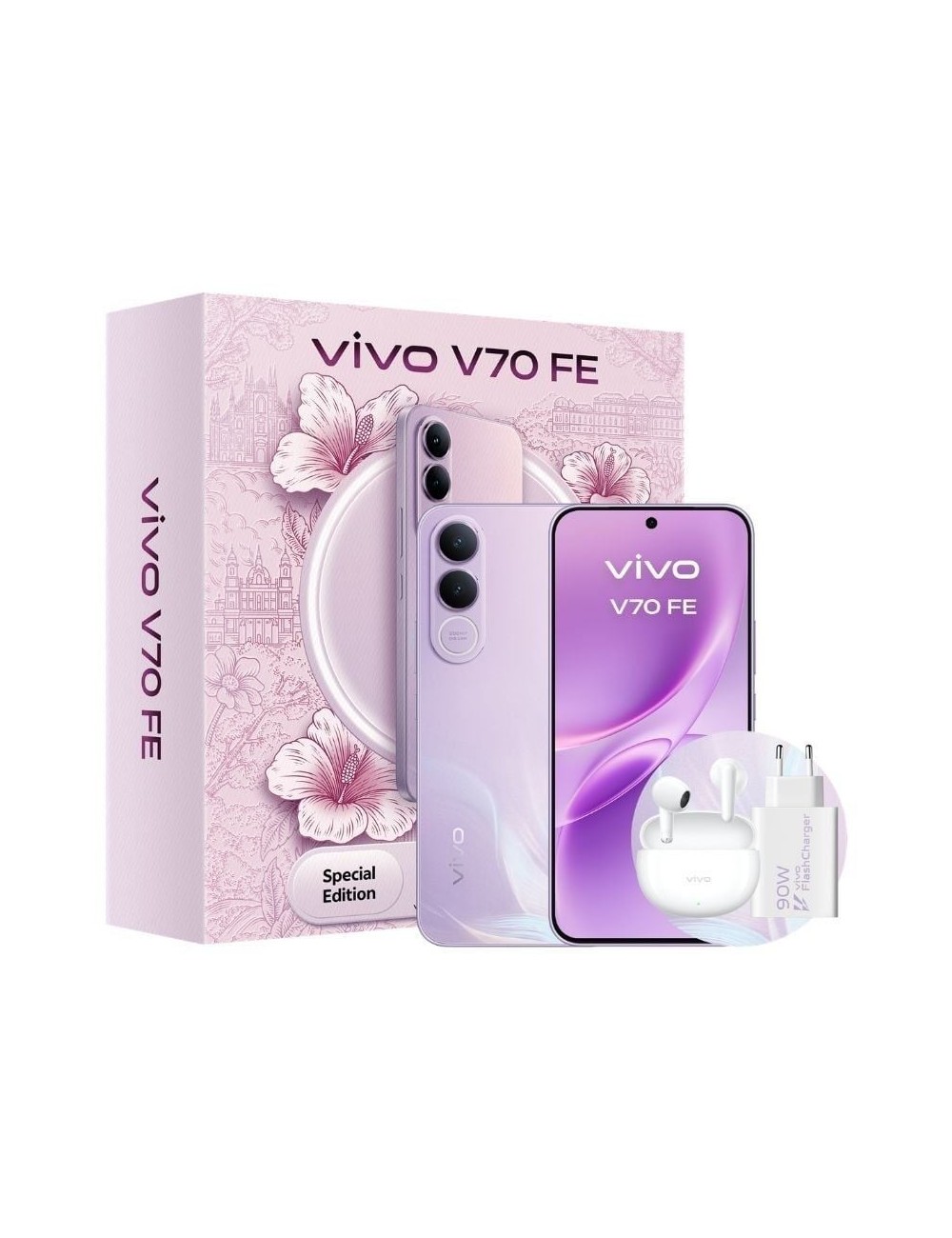 Smartphone Vivo V70 FE 8GB/ 256GB/ 6.83'/ 5G/ Púrpura/ Incluye Cargador + Auriculares