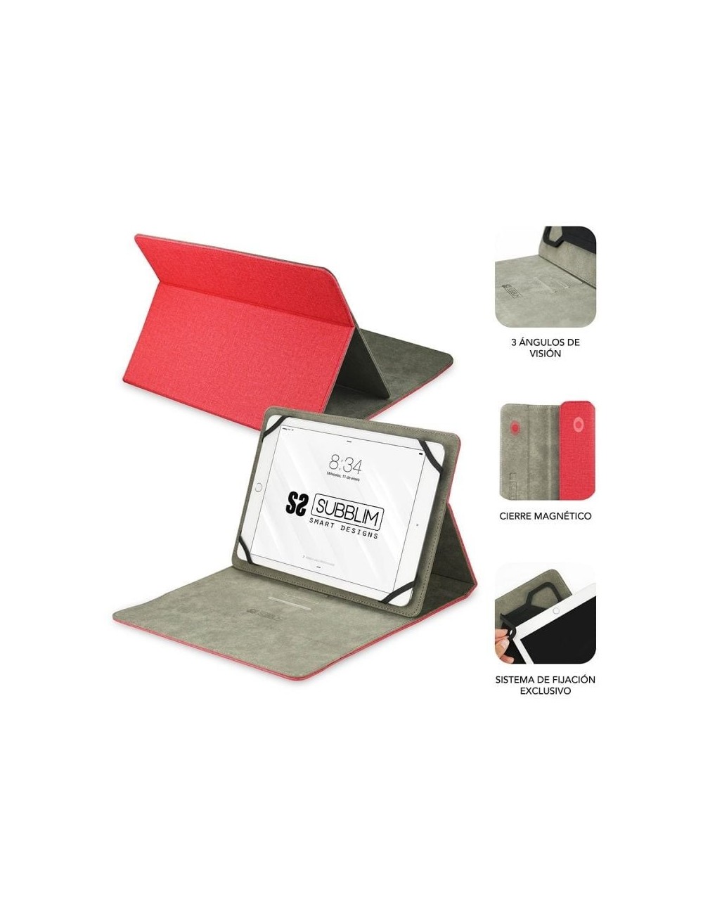 Funda Subblim Clever Stand para Tablets de 9.6'-11'/ Roja