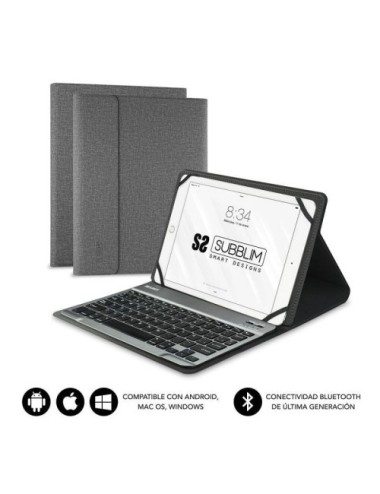 Funda con Teclado Subblim Keytab Pro Bluetooth para Tablets de 9.6'-10.8'/ Gris