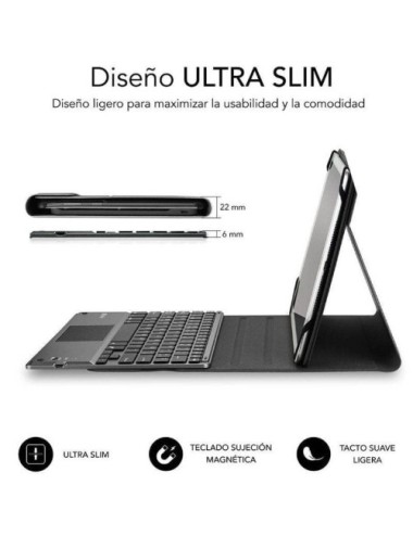 Funda con Teclado Subblim Keytab Pro Bluetooth Touchpad para Tablets de 9.6'-10.8'/ Negra