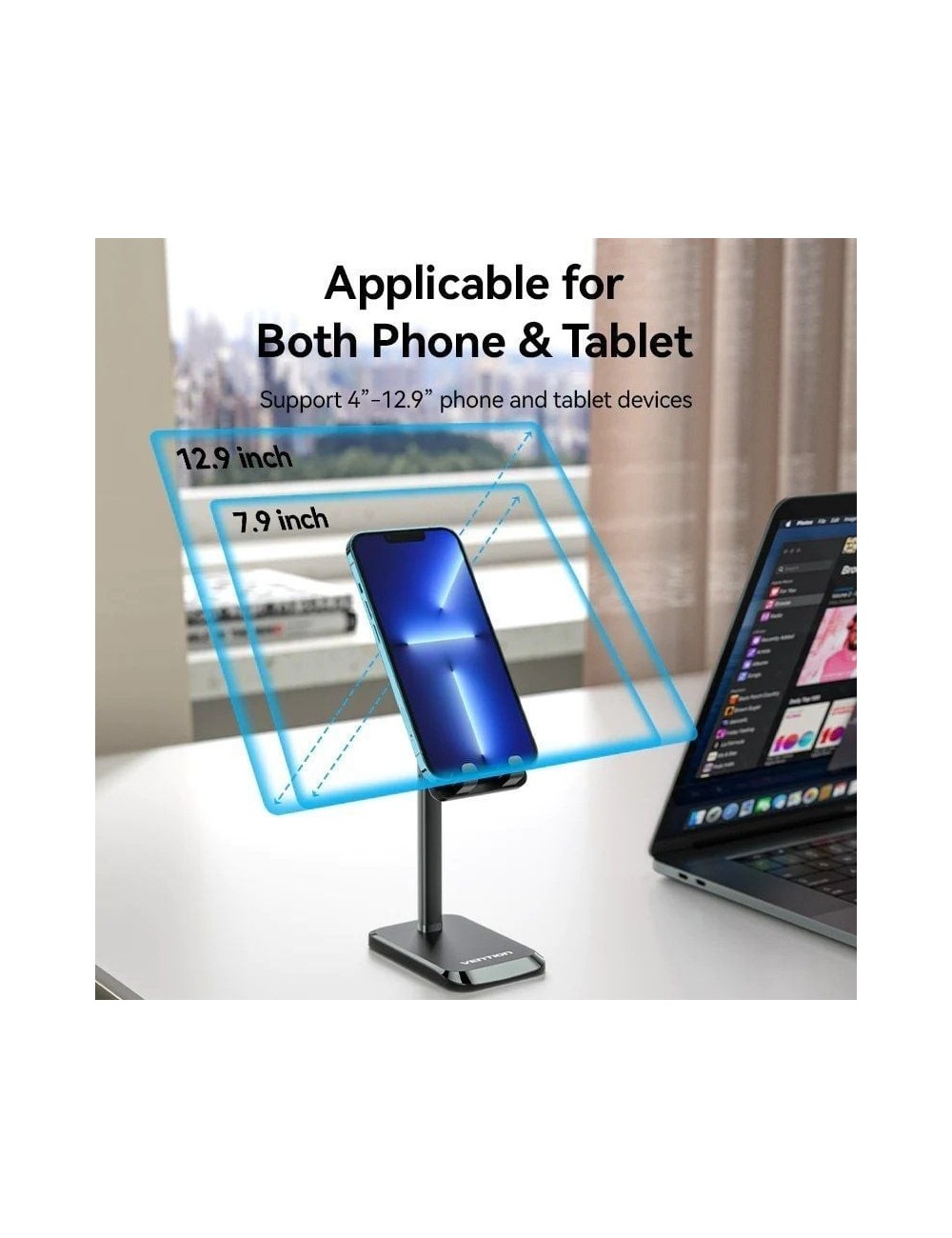 Soporte para Smartphone/Tablet Vention KCQB0/ Negro