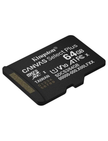 Tarjeta de Memoria Kingston CANVAS Select Plus 64GB microSD XC/ Clase 10/ 100MBs