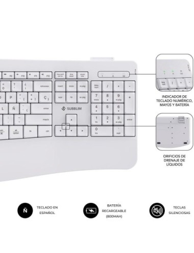 Teclado y Ratón Inalámbrico Subblim Combo Dual Office Prowave/ Blanco