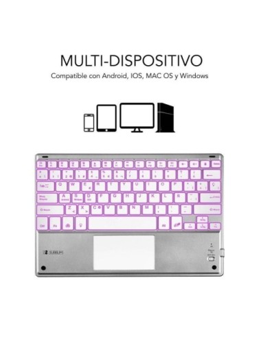 Teclado Compacto Inalámbrico Subblim SMBT50/ Plata