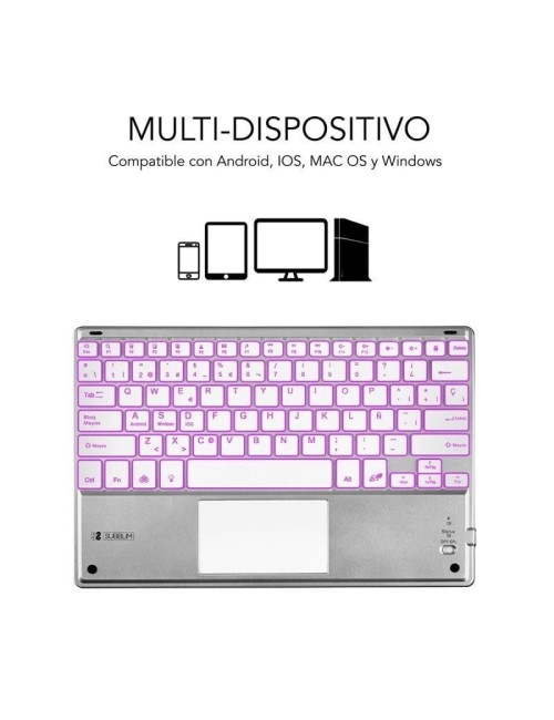 Teclado Compacto Inalámbrico Subblim SMBT50/ Plata