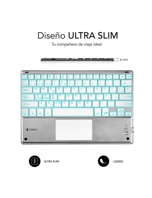 Teclado Compacto Inalámbrico Subblim SMBT50/ Plata