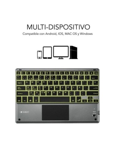 Teclado Compacto Inalámbrico Subblim Touchpad Smart Blacklit/ Gris