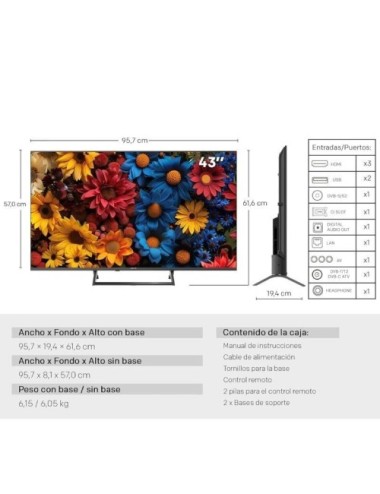 Televisor Metz QLED+ 43MQF7500Z 43'/ Ultra HD 4K/ Smart TV/ WiFi