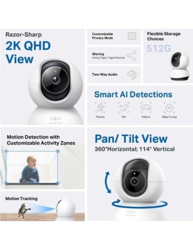 Cámara de Videovigilancia TP-Link Tapo TC72/ 360º/ Visión Nocturna/ Control desde APP