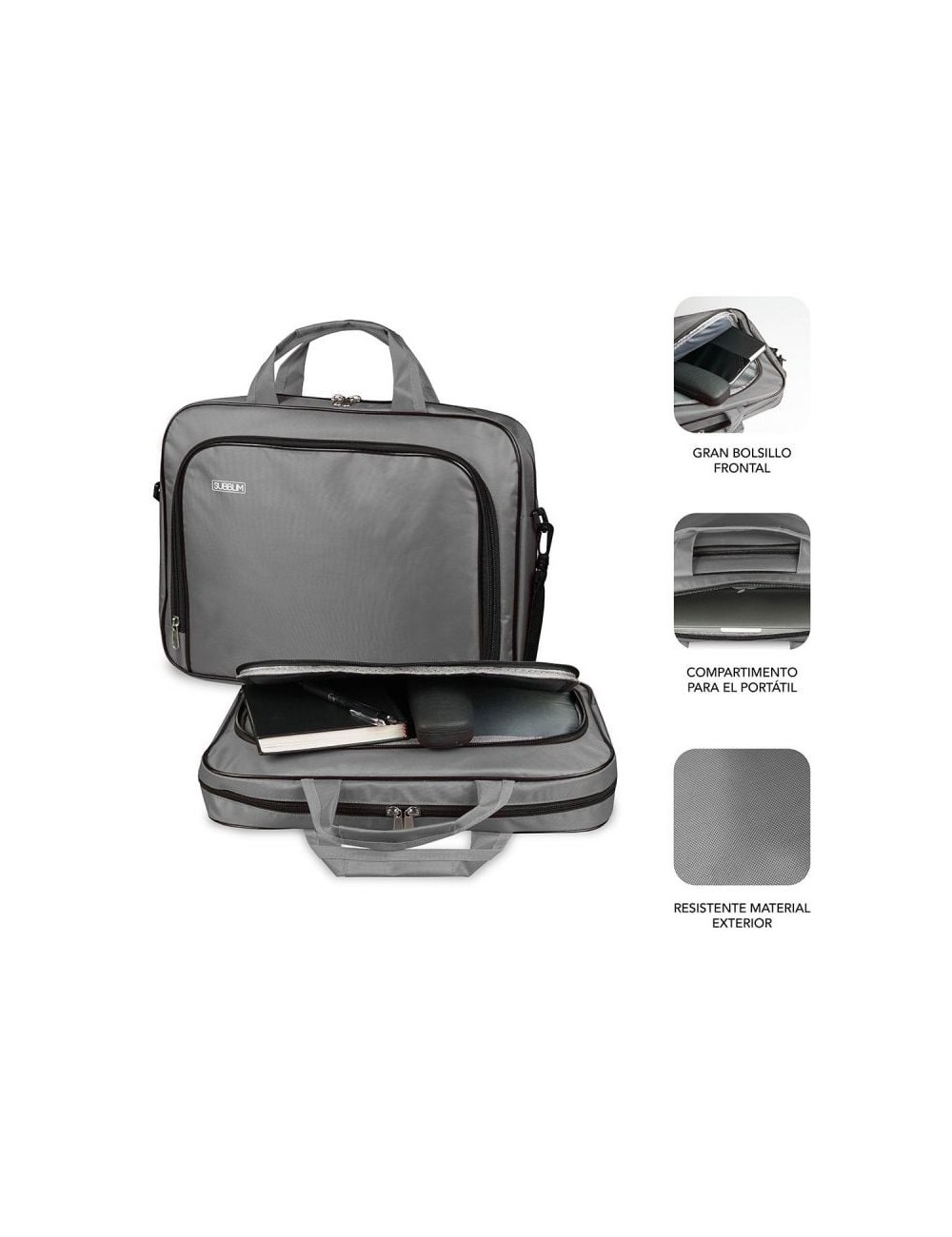 Maletín Subblim Oxford para Portátiles hasta 14'/ Gris