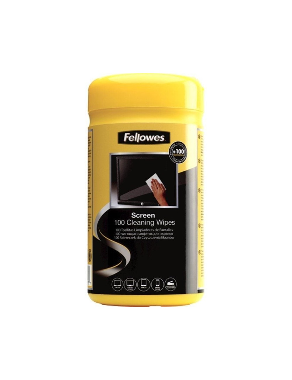 Dispensador de 100 Toallitas Fellowes 9183101 para Limpieza de Pantallas/ Pack de 6 Unidades