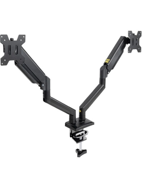 Soporte de Mesa para 2 Monitores TooQ DB1434TNR-B/ Giratorio/ Inclinable/ hasta 10kg