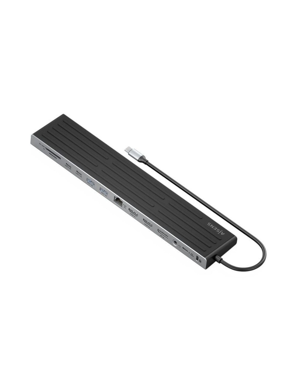 Docking USB Tipo-C Aisens ASUC-13P042-GR/ 2xUSB Tipo-C/ 1xUSB Tipo-C PD/ 2xUSB/ 2xHDMI/ 1xDisplayPort/ 1xLector de Tarjetas/ 1xJ