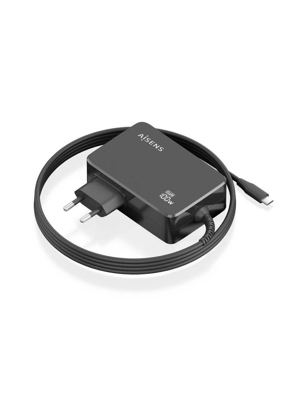 Cargador de Portátil GaN Aisens ASCH-1PD100WL50-BK USB Tipo-C/ 100W/ Automático/ Voltaje 5-20V