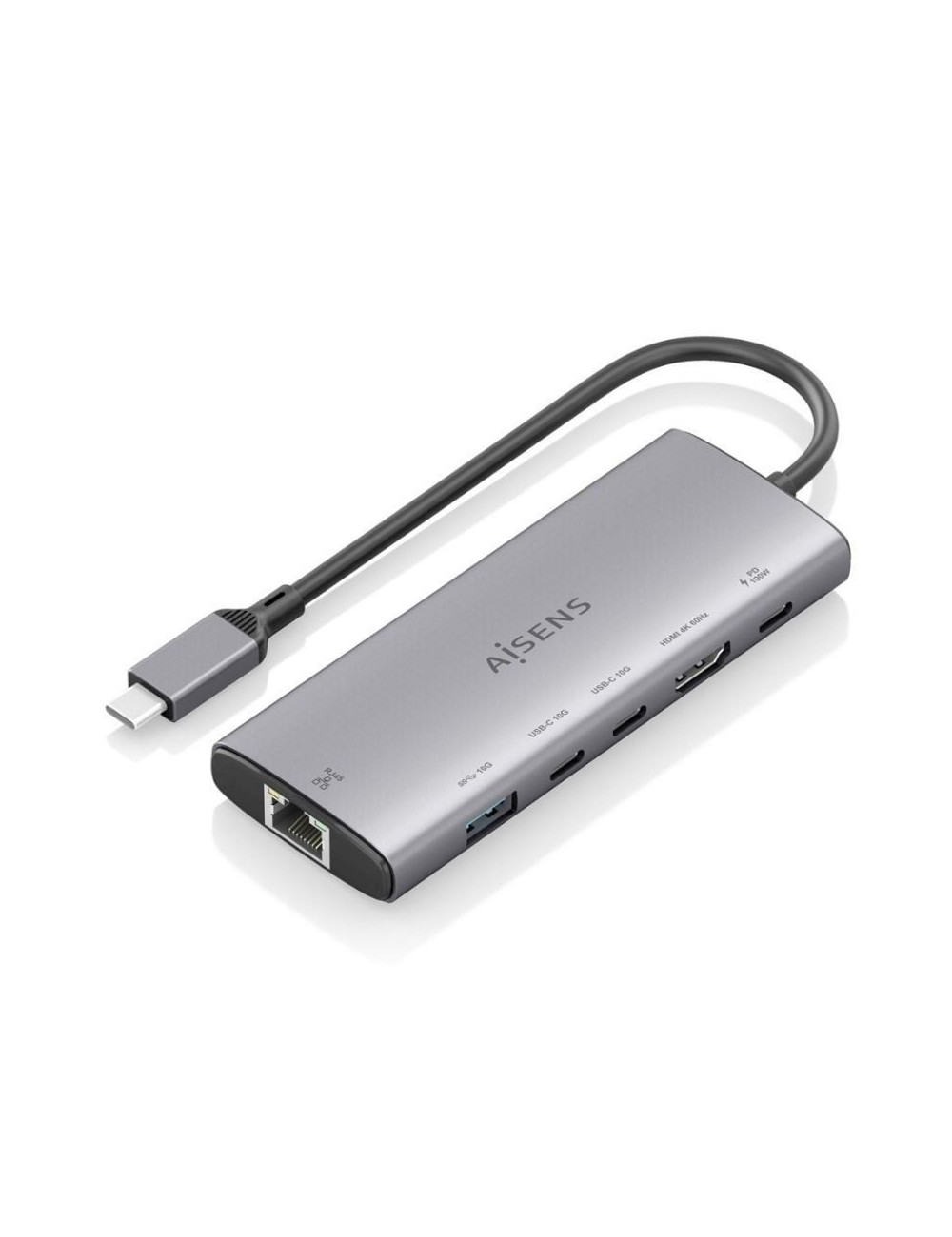 Docking USB Tipo-C Aisens ASUC-6P030-GR/ 1xHDMI 4K/ 1xUSB/ 2xUSB Tipo-C/ 1xRJ45/ 1xUSB Tipo-C PD/ Gris