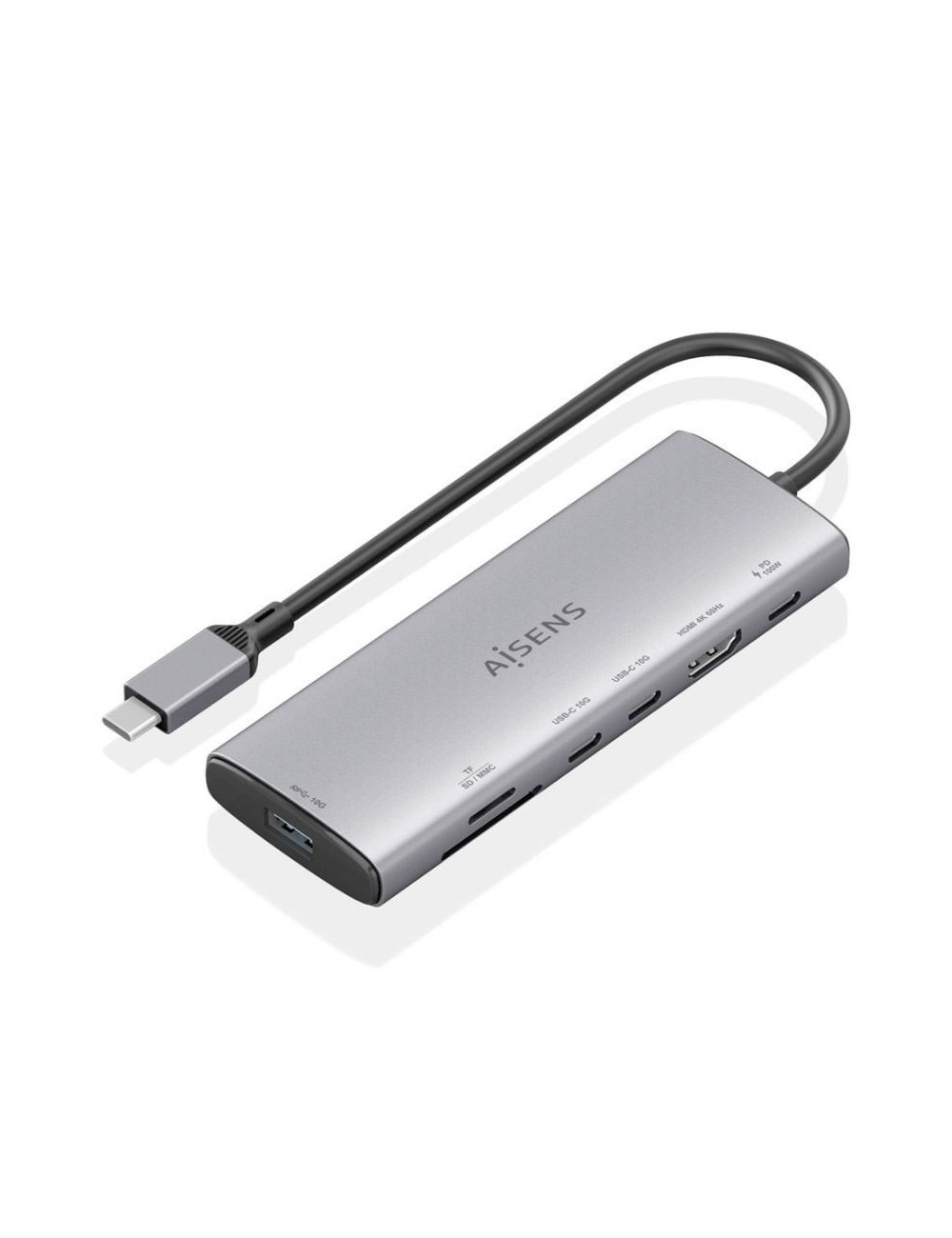 Docking USB Tipo-C Aisens ASUC-7P031-GR/ 1xHDMI 4K/ 1xUSB/ 2xUSB Tipo-C/ 1xLector Tarjetas/ 1xUSB Tipo-C PD/ Gris