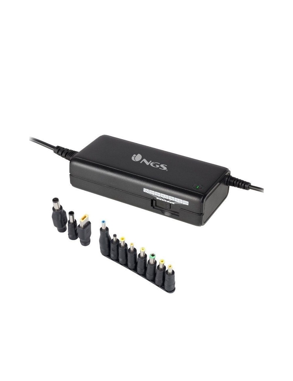 Cargador de Portátil NGS BAN/ 90W/ Manual/ 11 Conectores/ Voltaje 12-20V