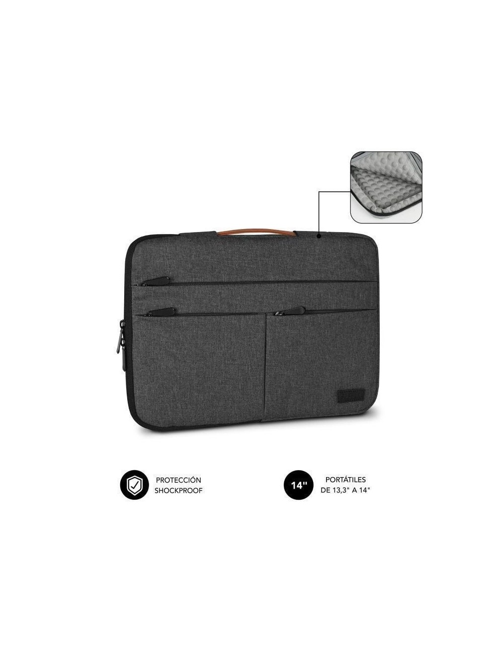 Funda Subblim Air Padding 360 Sleeve para Portátiles hasta 14'/ Gris Oscuro