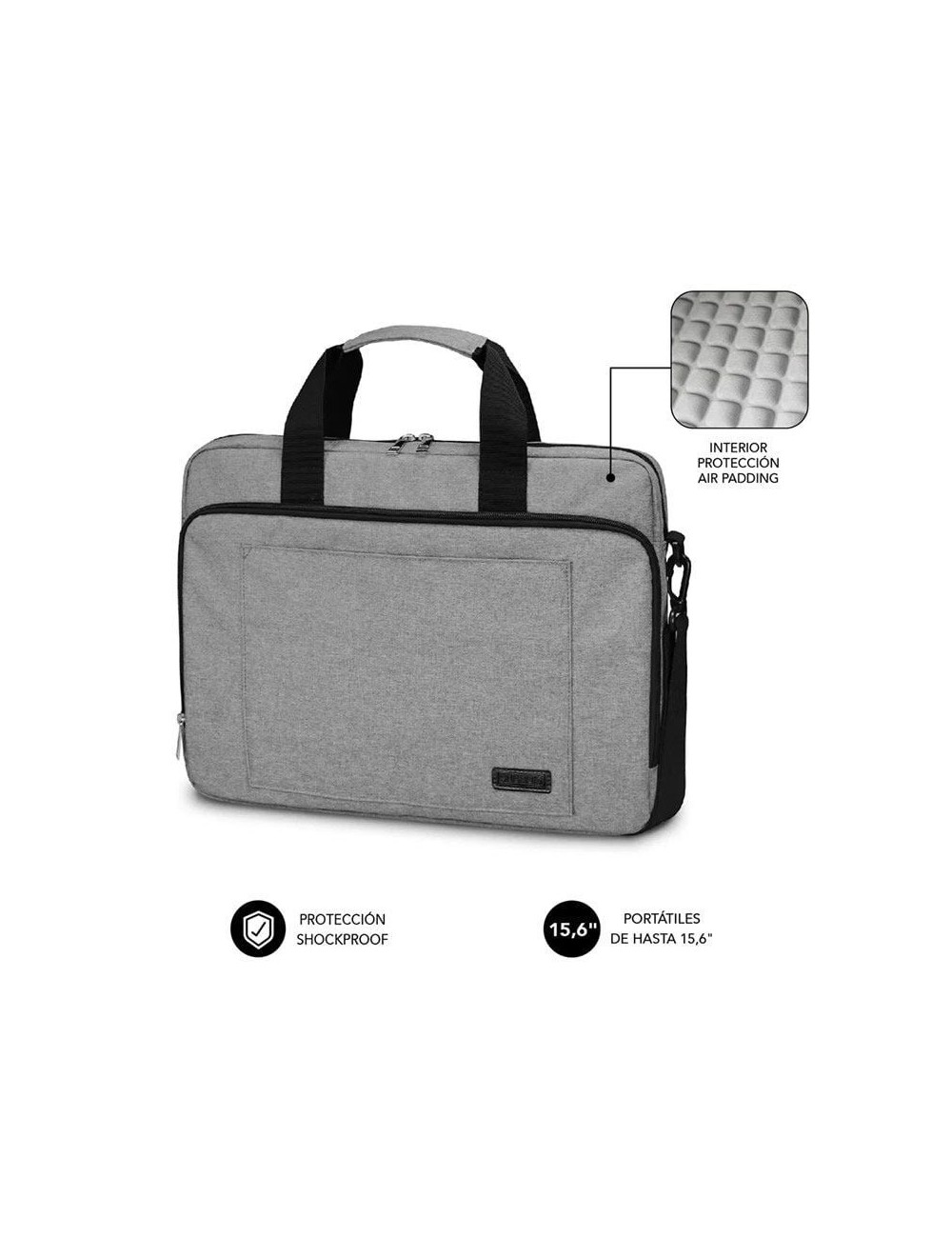 Maletín Subblim Air Padding Laptop Bag para Portátiles hasta 15.6'/ Cinta para Trolley/ Gris