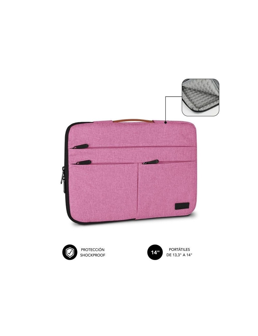 Funda Subblim Air Padding 360 Sleeve para Portátiles hasta 14'/ Rosa