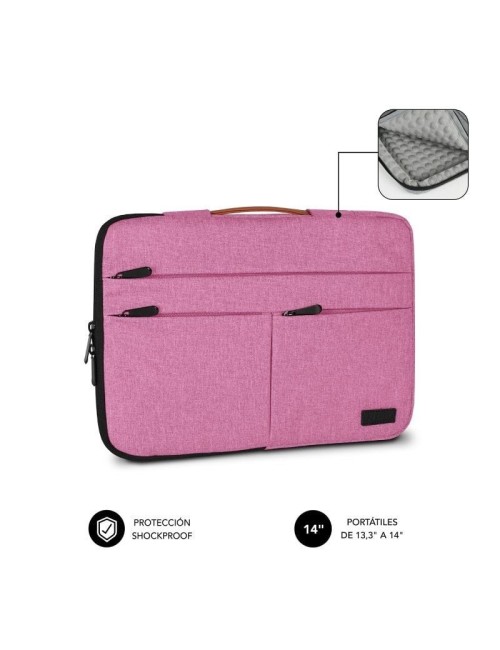 Funda Subblim Air Padding 360 Sleeve para Portátiles hasta 14'/ Rosa