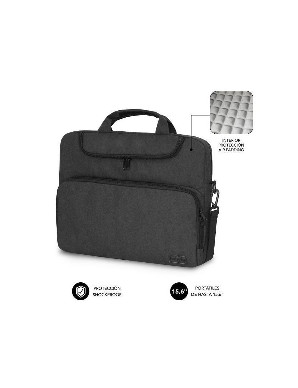 Maletín Subblim Air Padding para Portátiles hasta 15.6'/ Gris Oscuro