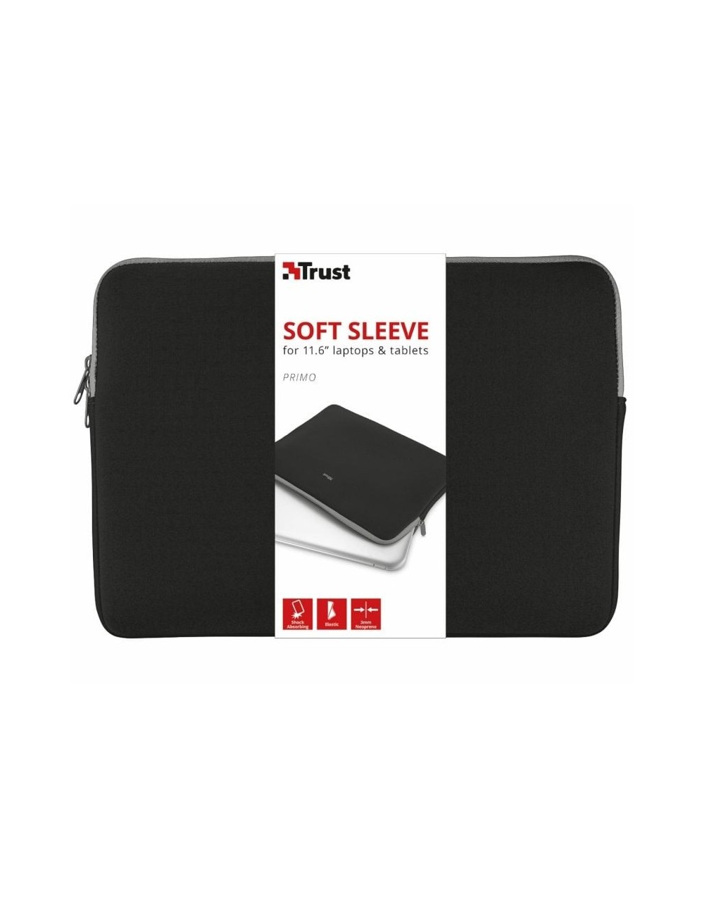Funda Trust Primo Soft Sleeve para Portátiles/ Tablets hasta 11.6'/ Negra