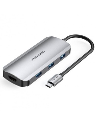Docking USB Tipo-C Vention TOFHB/ 1xHDMI/ 3xUSB/ 1xUSB Tipo-C/ 1xUSB Tipo-C PD/ Gris