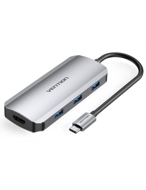 Docking USB Tipo-C Vention TOFHB/ 1xHDMI/ 3xUSB/ 1xUSB Tipo-C/ 1xUSB Tipo-C PD/ Gris
