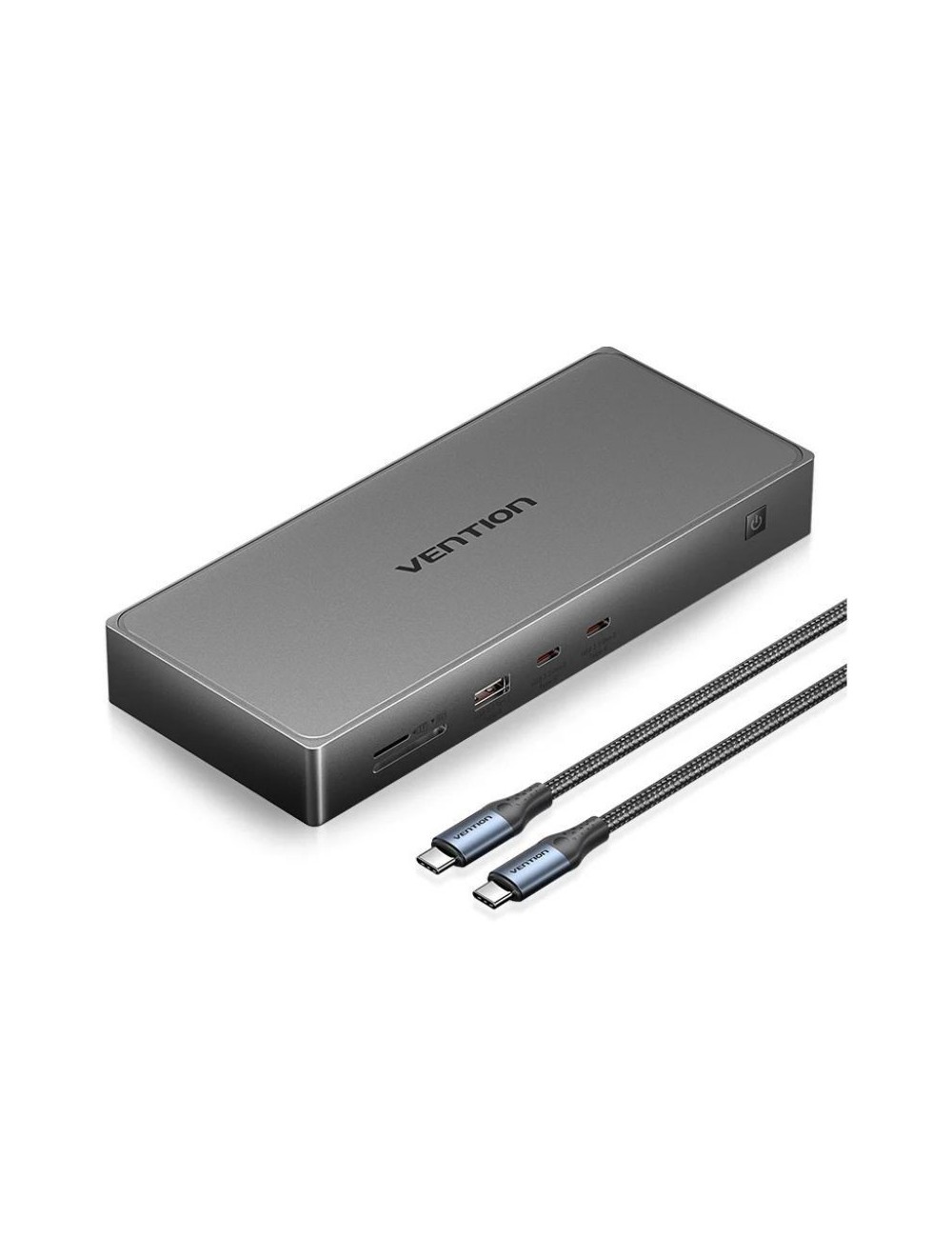 Docking USB Tipo-C Vention TPWH0/ 2xHDMI 4K/ 1xDisplayPort/ 3xUSB/ 2xUSB Tipo-C/ 1xUSB Tipo-C PD/ 1xRJ45/ 1xLector Tarjetas/ Gri