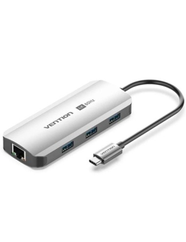 Docking USB Tipo-C Vention TQHHB/ 1xHDMI 4K/ 3xUSB/ 1xUSB Tipo-C PD/ 1xRJ45/ Gris